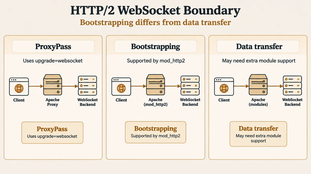 HTTP/2 WebSocket bootstrapping and data transfer boundary