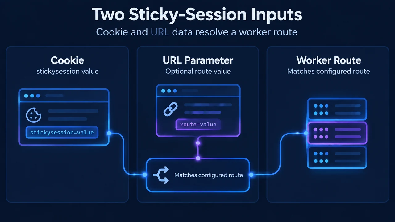 Comparison of cookie and URL parameter sticky routing