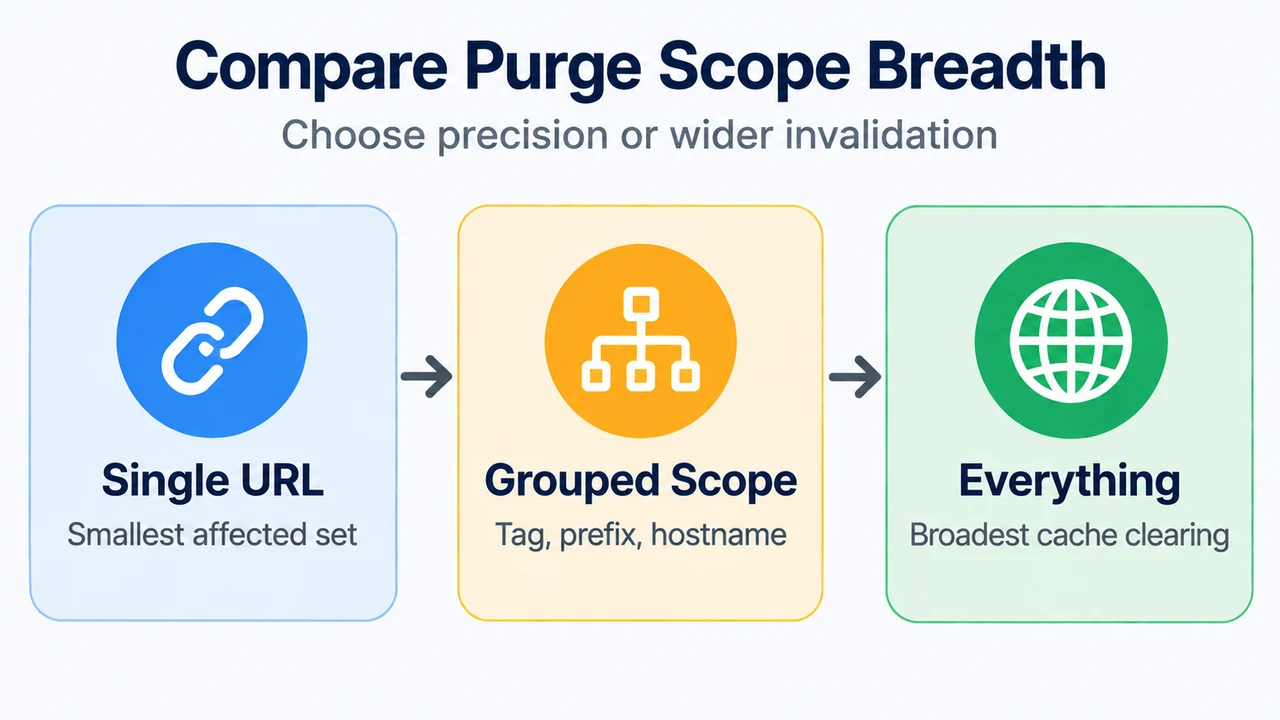 Comparison of narrow grouped and full cache purges