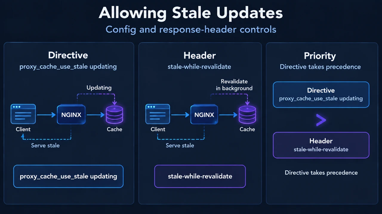 Comparison of NGINX stale update controls