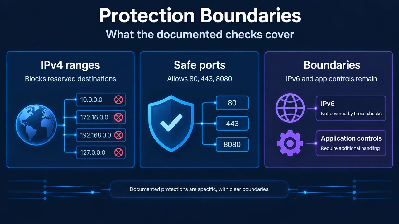Comparison of WordPress documented SSRF protections and validation boundaries